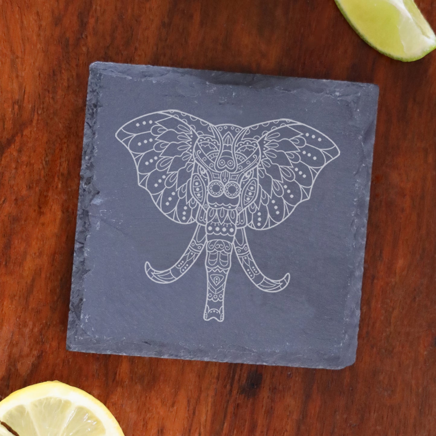 Engraved Elephant Mandala Whisky Glass and/or Coaster Set - Always Looking Good - Whisky Glass Gift