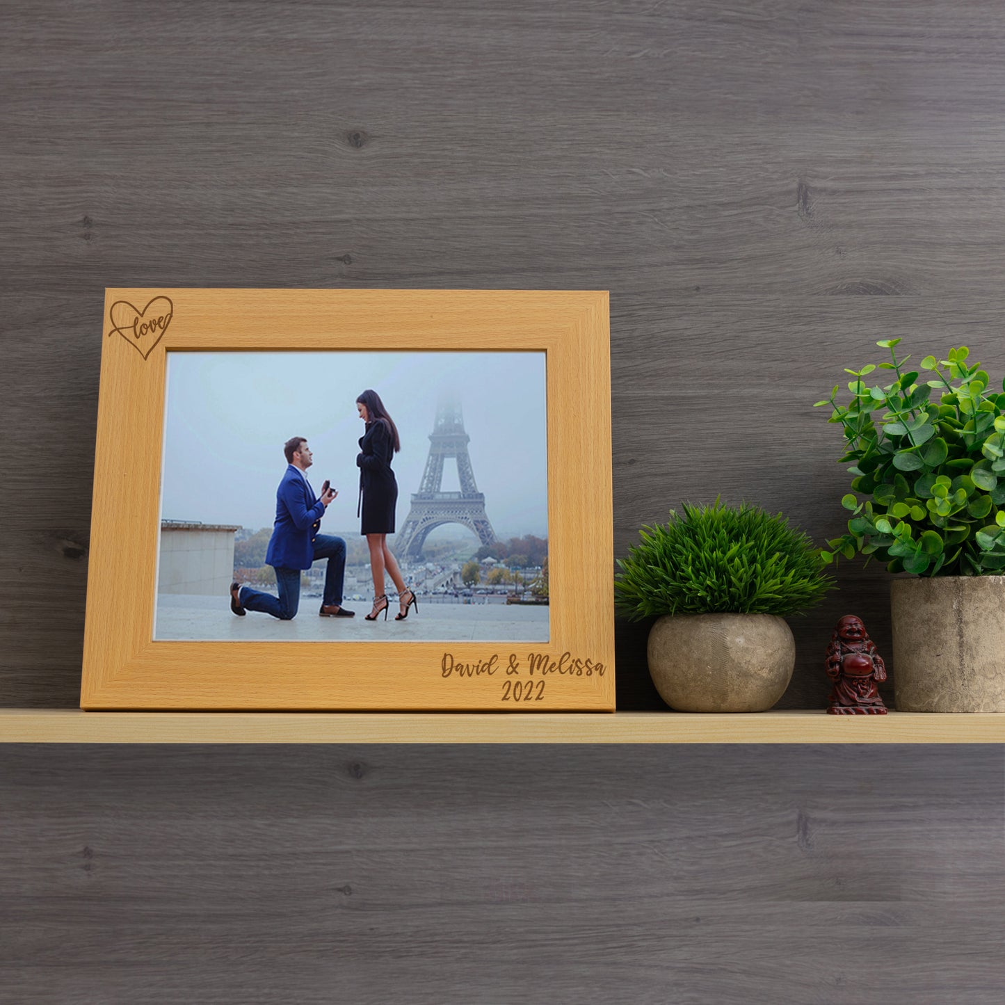 Personalised Engraved Couples Photo Frame - Name and Heart Design - Always Looking Good -