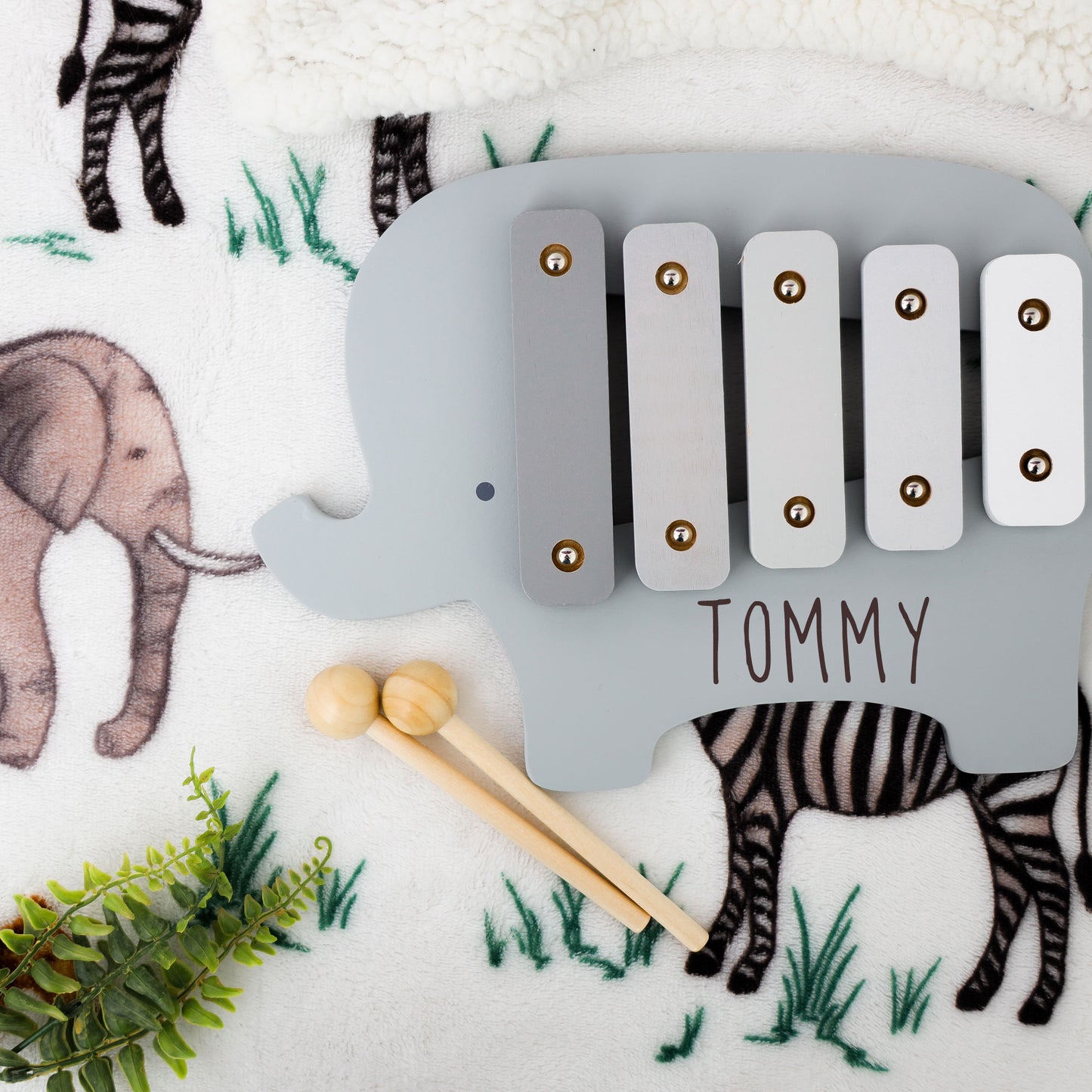 Personalised Engraved Wooden Elephant Xylophone Baby & Toddler Toy - Always Looking Good -