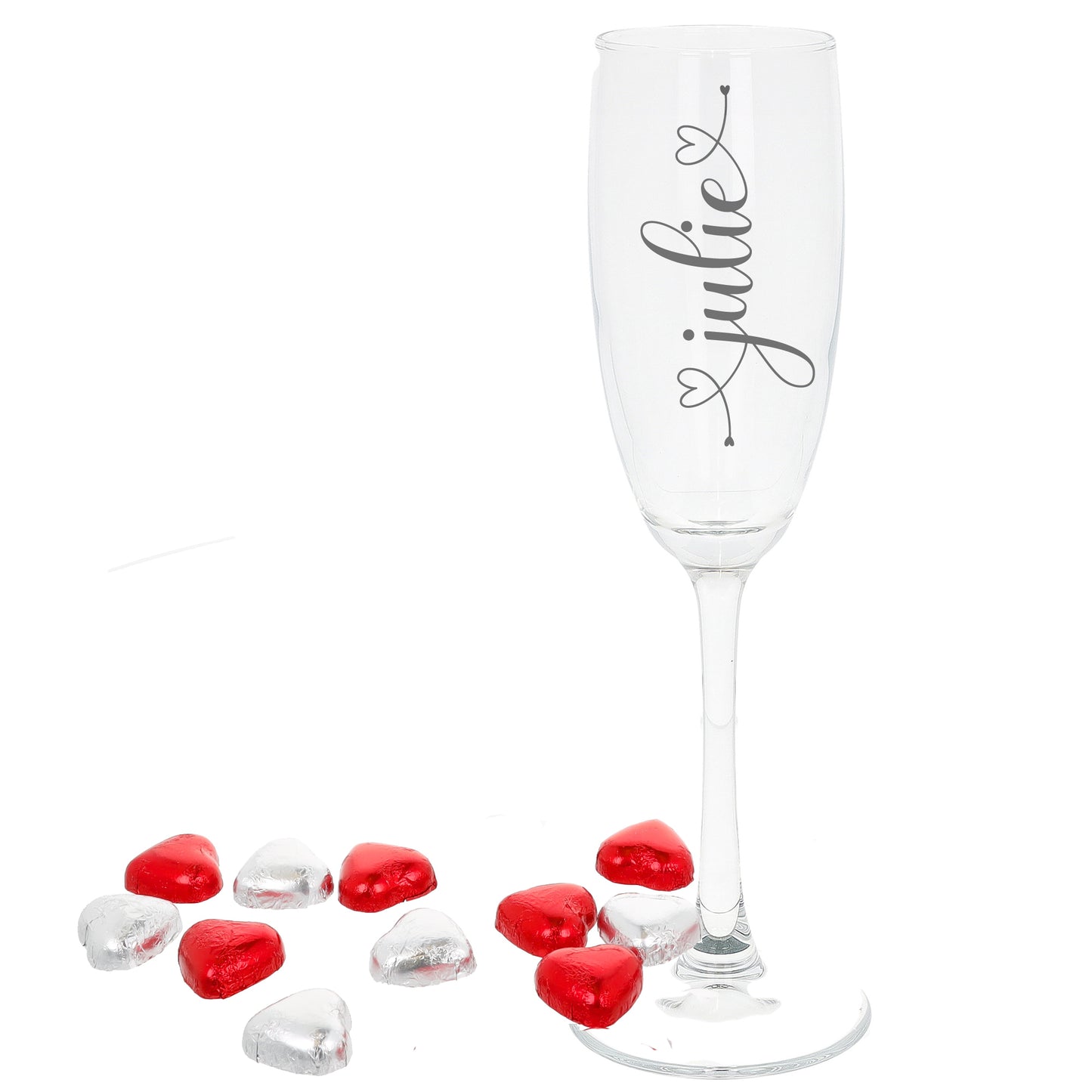 Personalised Engraved Champagne Flute | Heart design with Name - Always Looking Good -