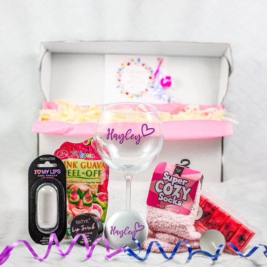 Personalised Tall Balloon Gin Glass with Name & Bath time Set - Always Looking Good -