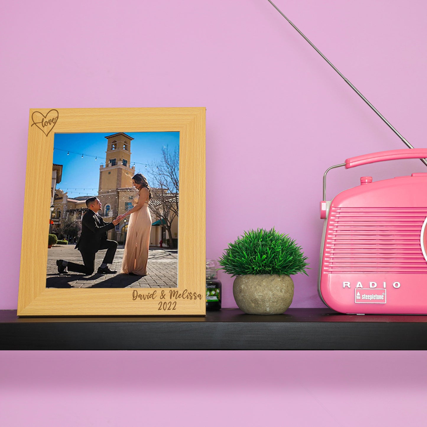 Personalised Engraved Couples Photo Frame - Name and Heart Design - Always Looking Good -