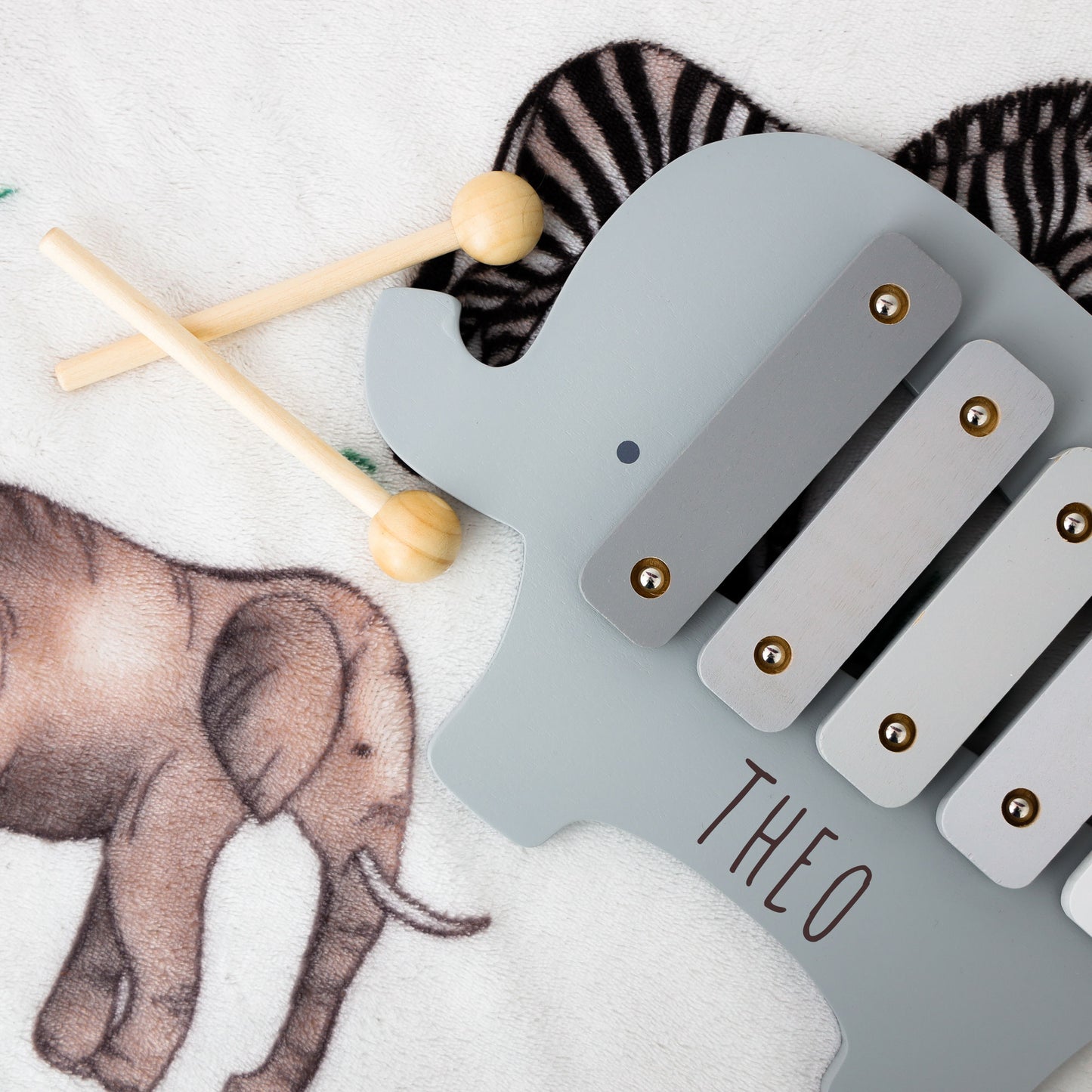 Personalised Engraved Wooden Elephant Xylophone Baby & Toddler Toy - Always Looking Good -