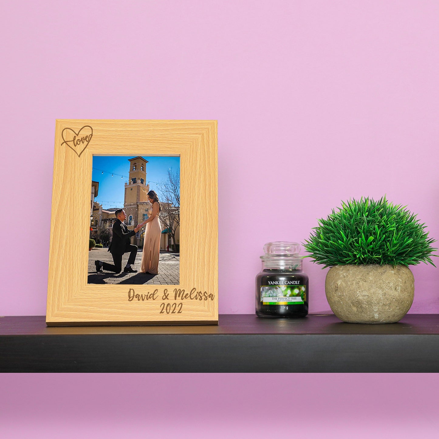 Personalised Engraved Couples Photo Frame - Name and Heart Design - Always Looking Good -