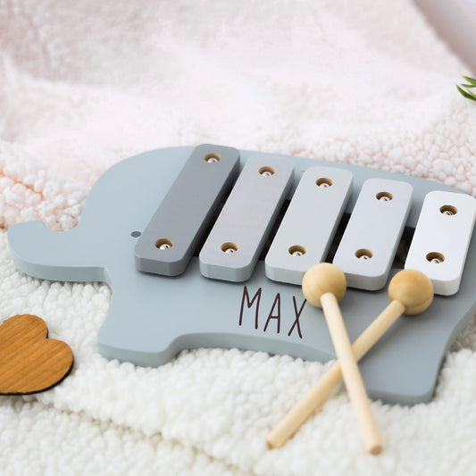Personalised Engraved Wooden Elephant Xylophone Baby & Toddler Toy - Always Looking Good -