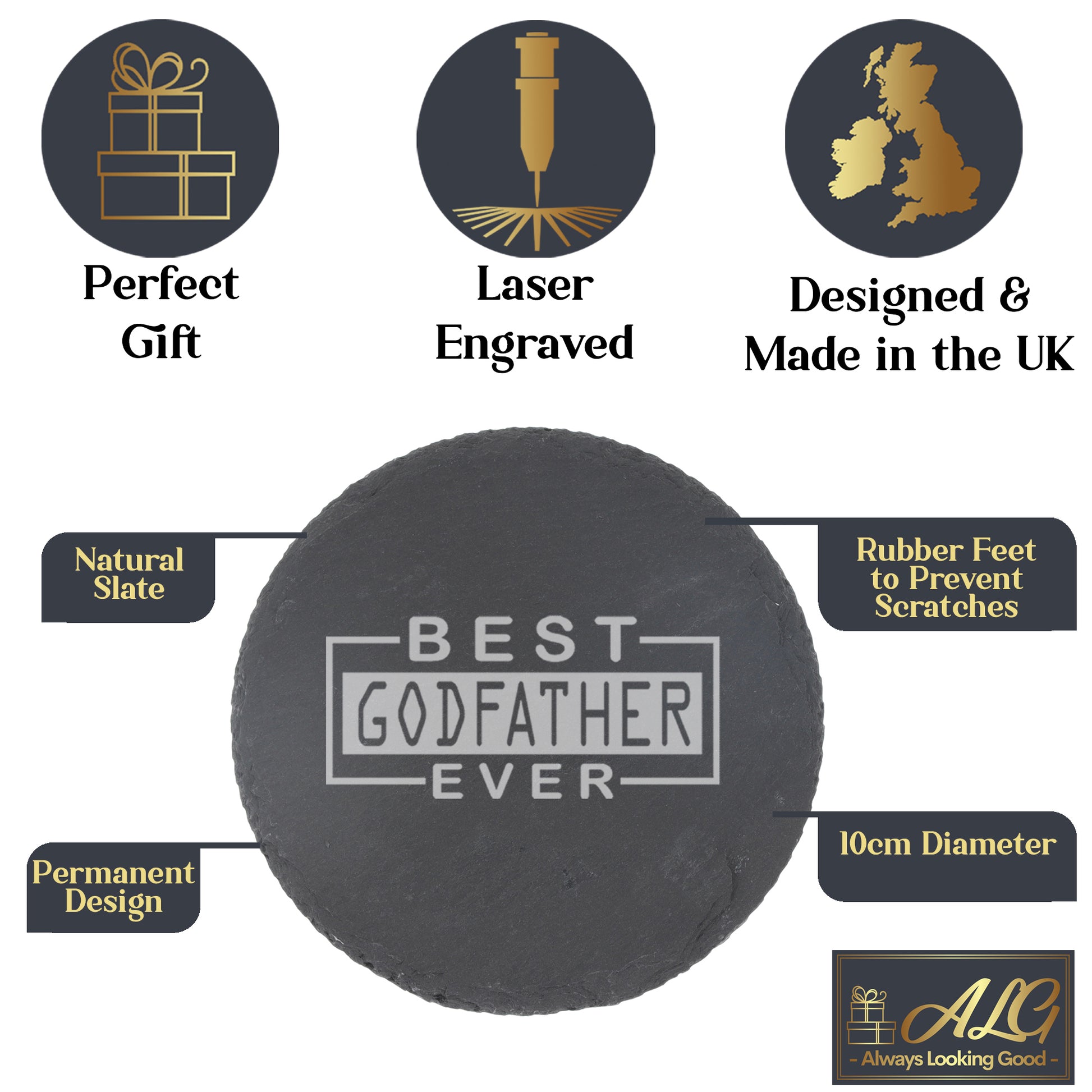 Best Godfather Ever Engraved Whisky Glass and/or Coaster Gift  - Always Looking Good -   godfather gift