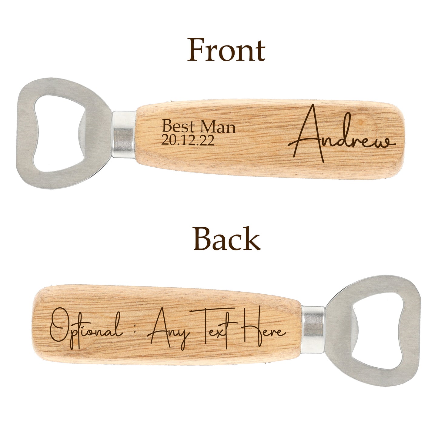 Personalised Engraved Wooden Handle Bottle Opener For Best Man, Groomsman, Father, Usher - Always Looking Good -