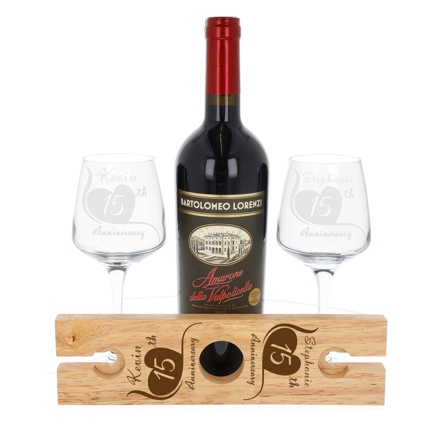 Engraved Personalised Anniversary Wooden 2 Wine Glass Butler Caddy - Always Looking Good -
