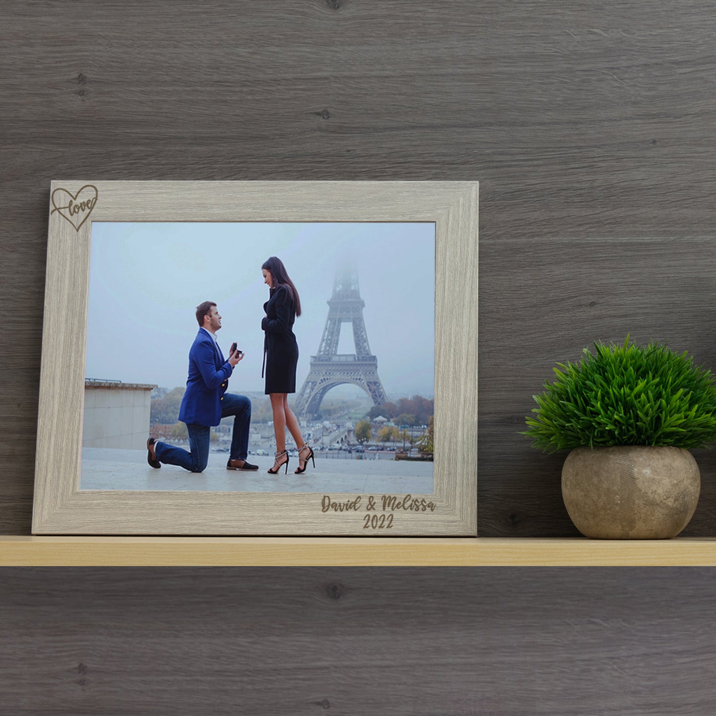 Personalised Engraved Couples Photo Frame - Name and Heart Design - Always Looking Good -
