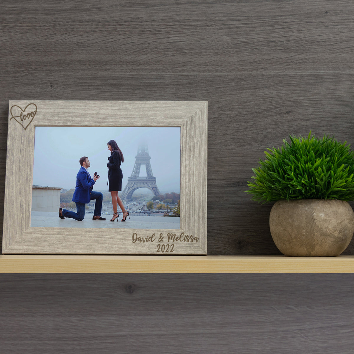 Personalised Engraved Couples Photo Frame - Name and Heart Design - Always Looking Good -