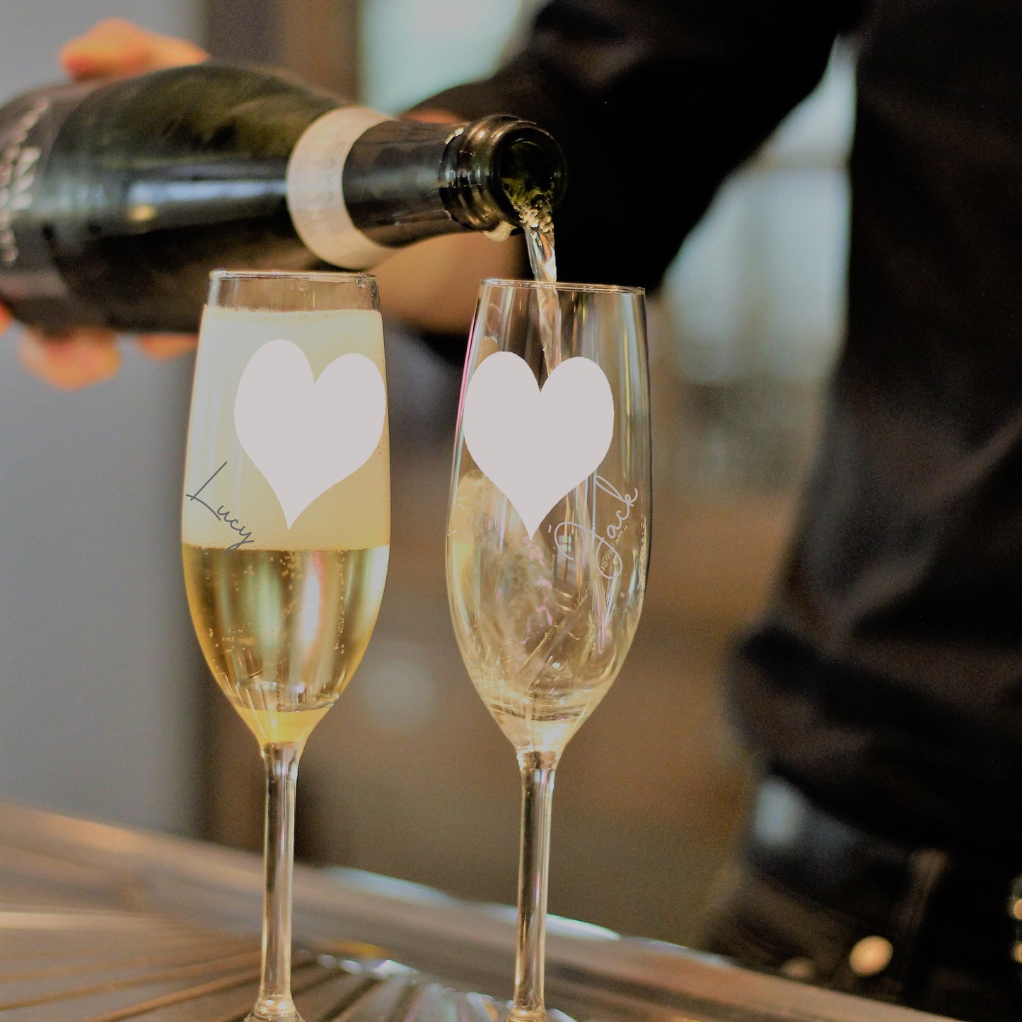 Set of 2 Personalised Engraved Engagement Wedding Couples Champagne Flutes - Always Looking Good -