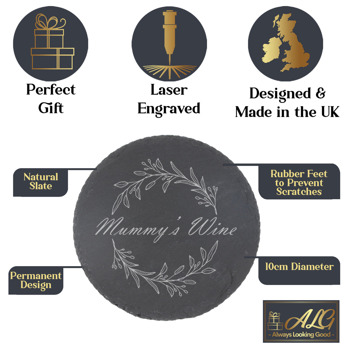 New Parents Gift - Mummy and Daddy's Engraved Wine Glass & Coaster - Always Looking Good -