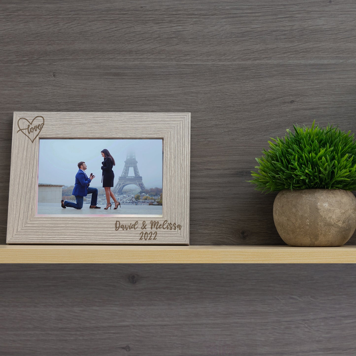 Personalised Engraved Couples Photo Frame - Name and Heart Design - Always Looking Good -