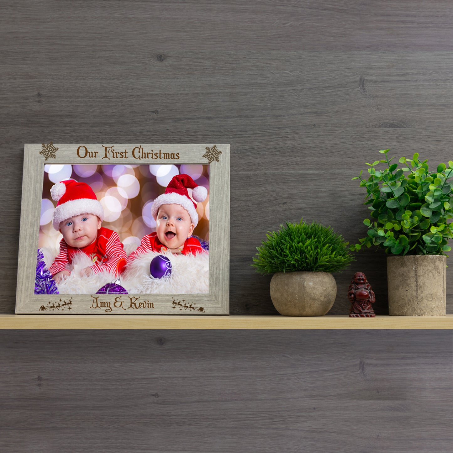 Personalised Engraved Our First Christmas Photo Frame For Twins / Couples - Always Looking Good -