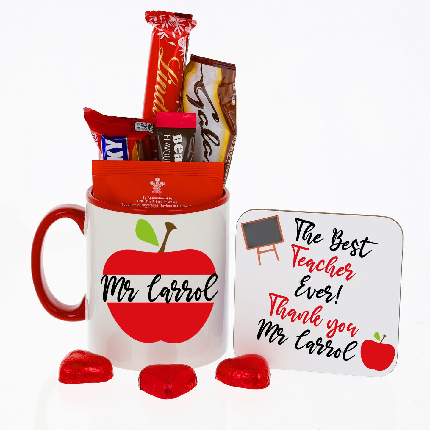 Personalised Teacher Thank you Gift Filled Mug & Coaster Set Red - Always Looking Good - Filled Mug & Coaster Set