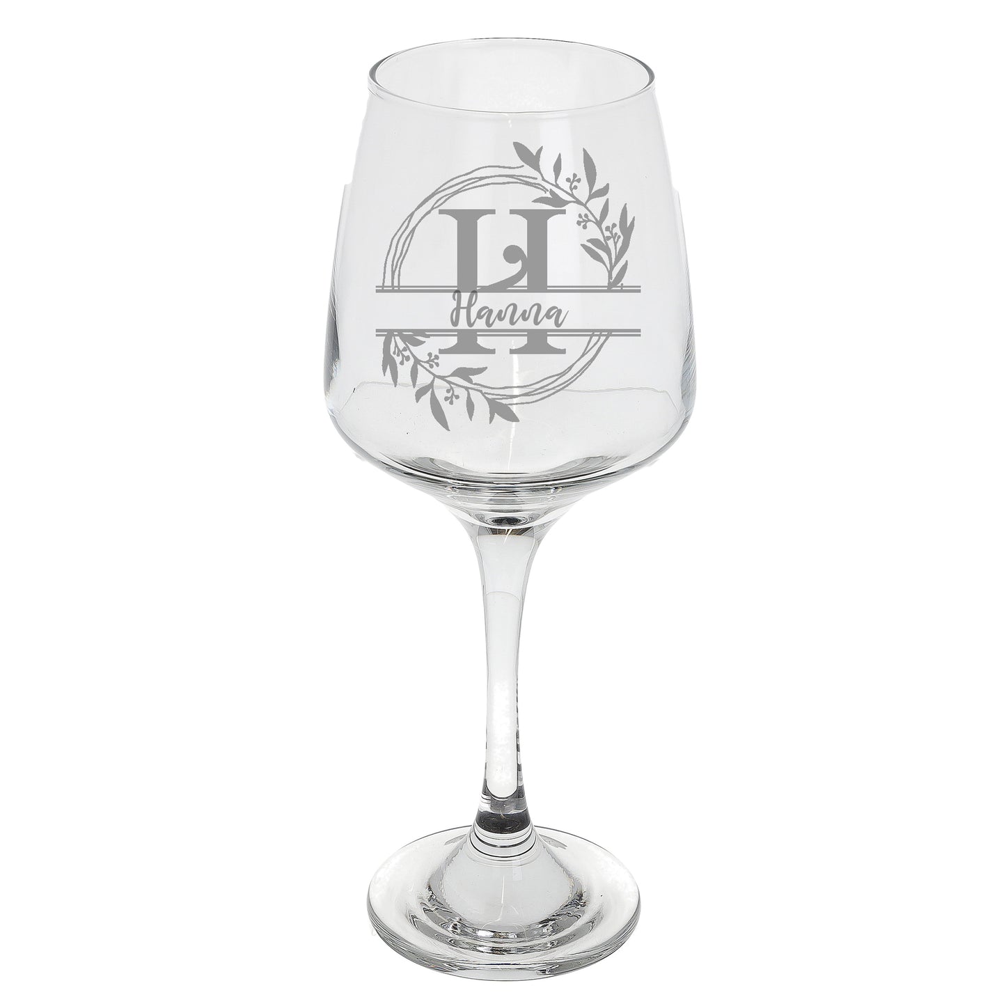 Personalised Engraved Initial Monogram Wine Glass Gift - Always Looking Good - Floral wine glasses