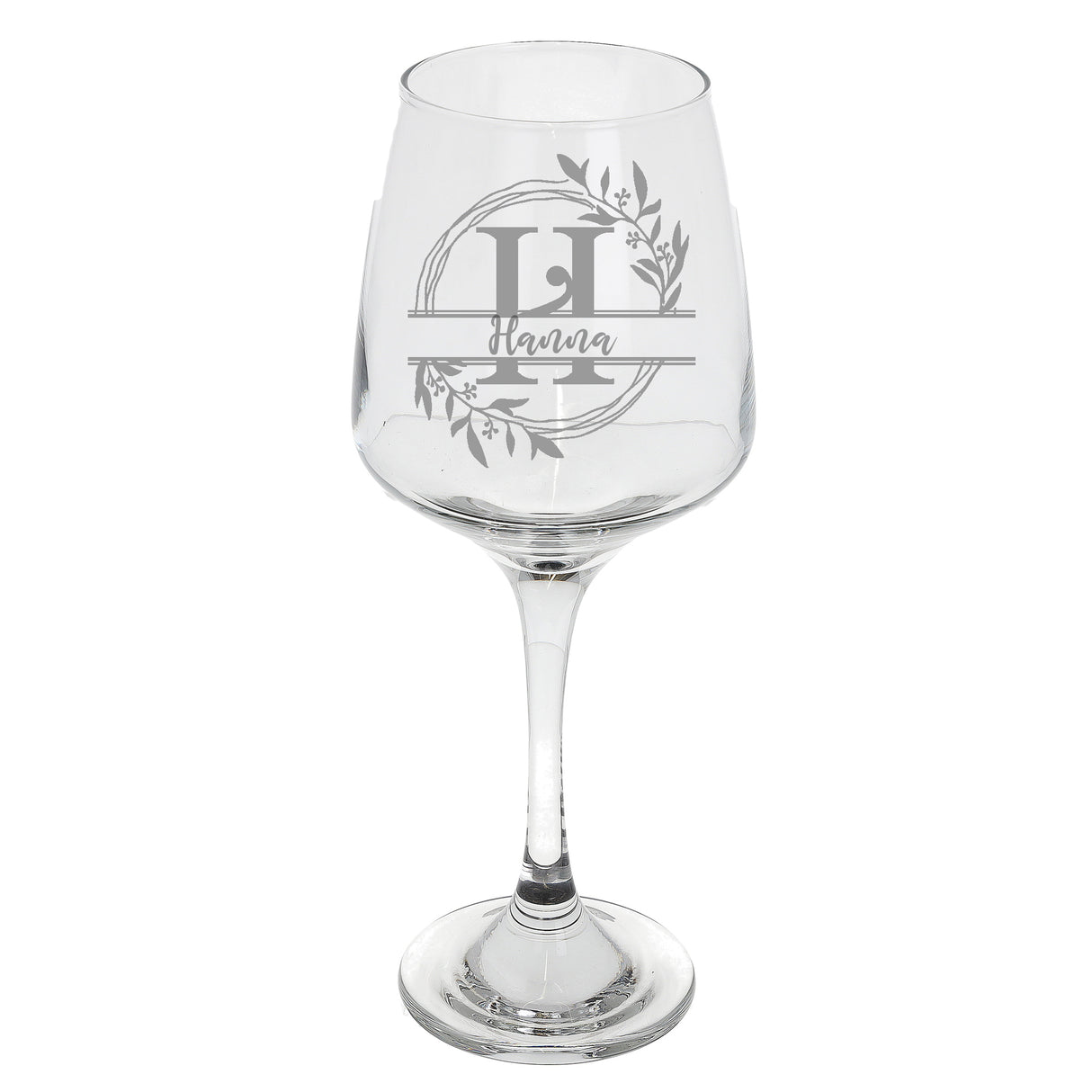 Personalised Engraved Initial Monogram Wine Glass Gift - Always Looking Good - Floral wine glasses