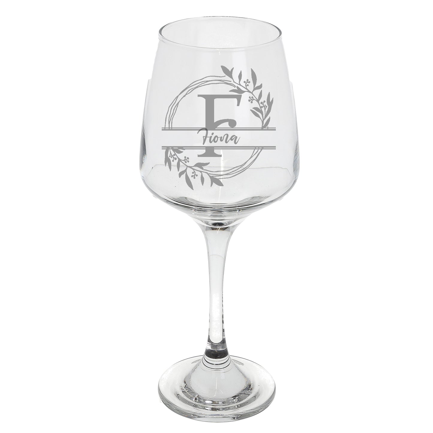 Personalised Engraved Initial Monogram Wine Glass Gift - Always Looking Good - Engraved Glass Only Small Floral wine glasses