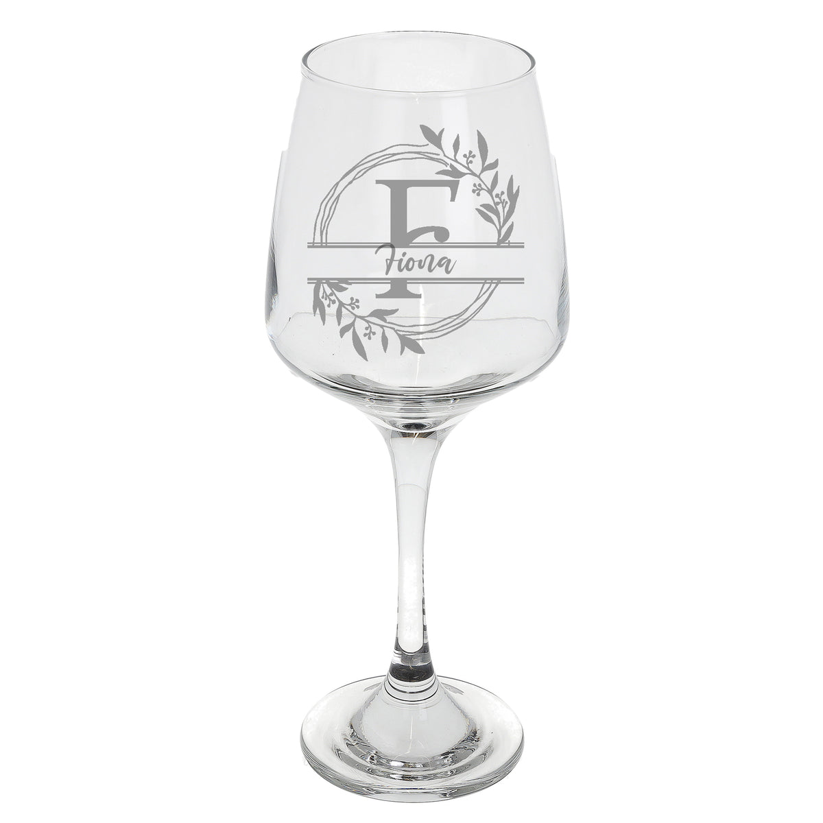 Personalised Engraved Initial Monogram Wine Glass Gift - Always Looking Good - Engraved Glass Only Small Floral wine glasses