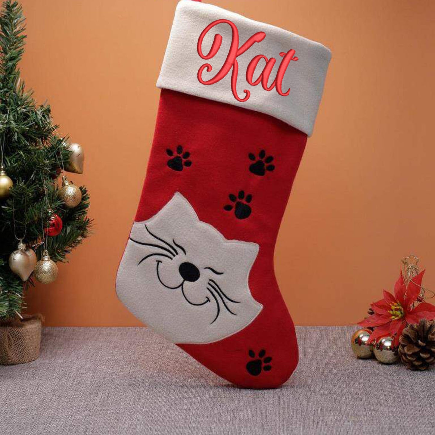 Personalised Embroidered Dog / Cat Christmas Stocking - Always Looking Good - CAT STOCKING