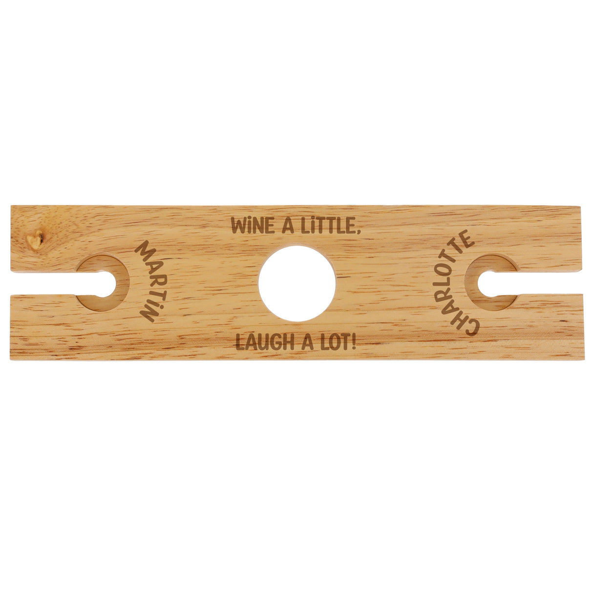 Engraved Personalised "Wine A Little, Laugh A Lot" Wooden 2 Wine Glass Butler Caddy - Always Looking Good -
