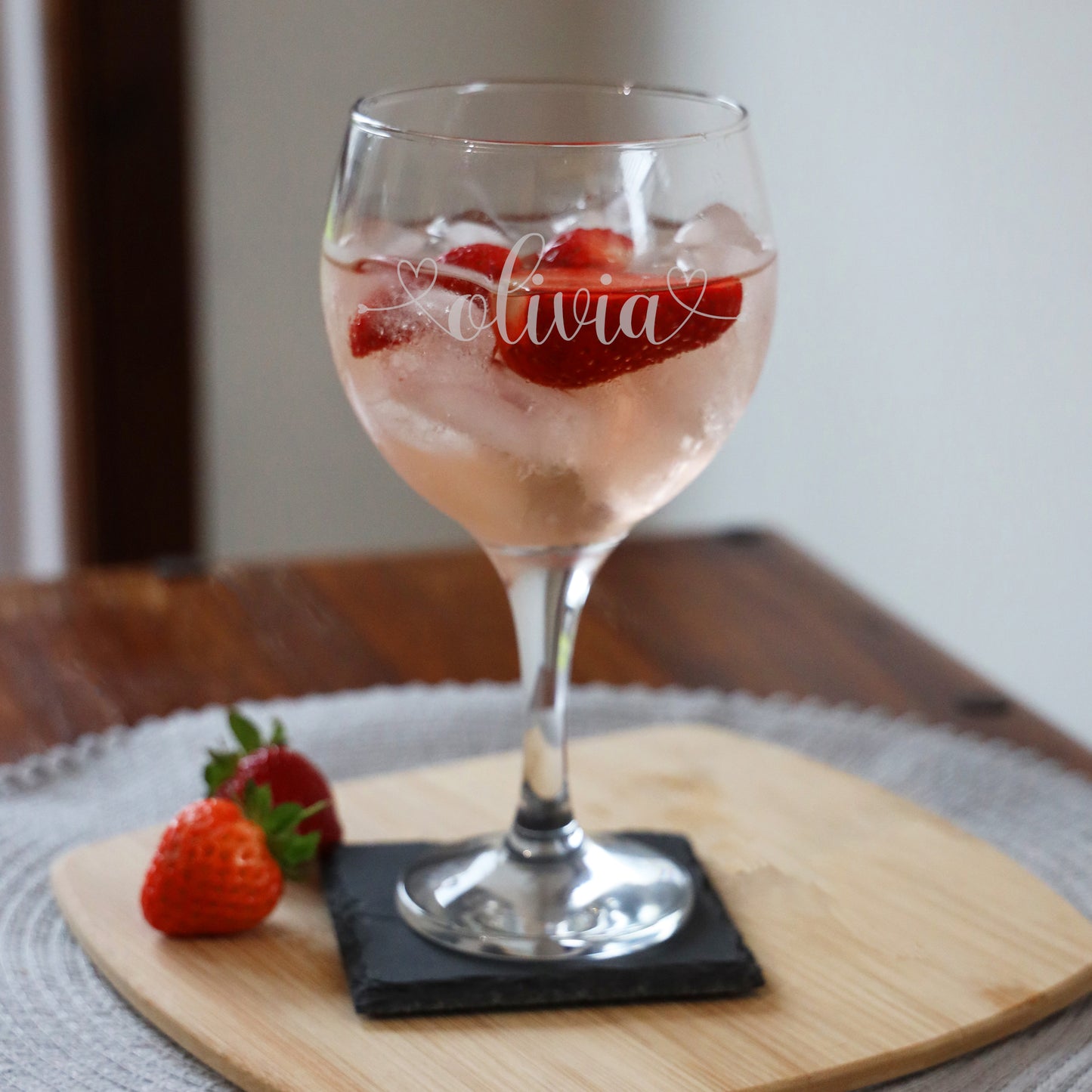 Engraved Personalised Balloon Gin Glass with Heart Design - Always Looking Good -