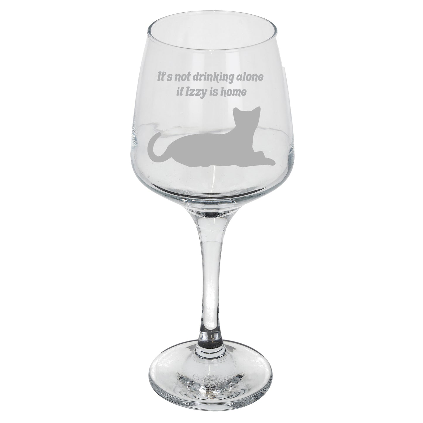 Engraved Personalised Cat Lover Wine Glass Gift - Always Looking Good - Cat Laying Down Empty Glass