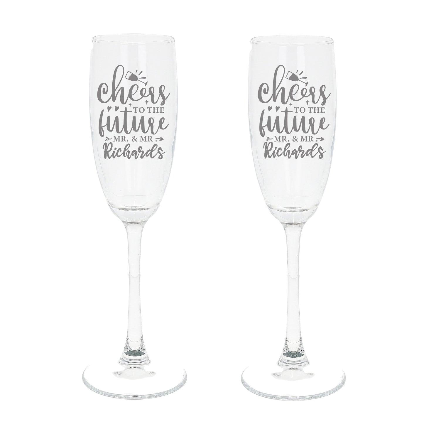 Personalised Engraved Engagement Champagne Flute Glass Set "Future Mrs/Mr" - Always Looking Good -