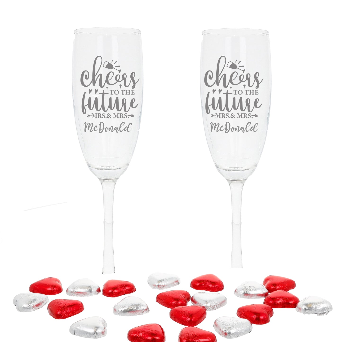 Personalised Engraved Engagement Champagne Flute Glass Set "Future Mrs/Mr" - Always Looking Good -