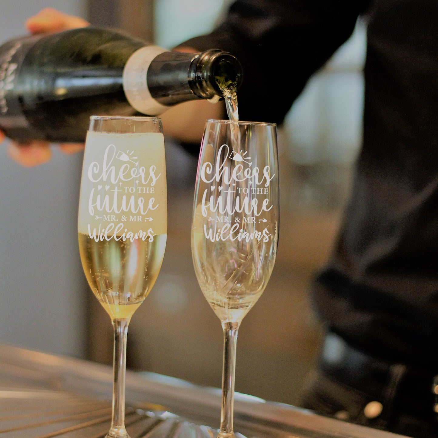 Personalised Engraved Engagement Champagne Flute Glass Set "Future Mrs/Mr" - Always Looking Good -