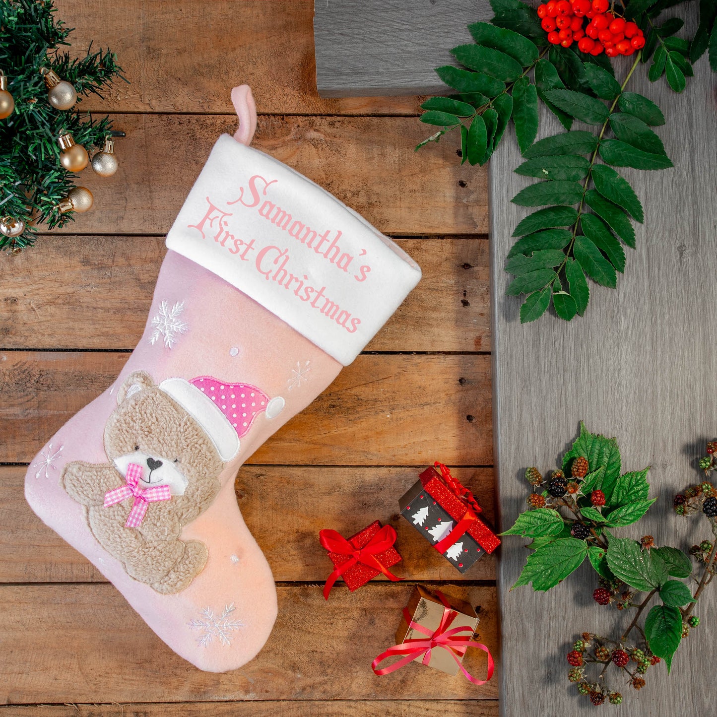 Personalised Baby's 1st Christmas Bear Stocking Sentimental Keepsake - Always Looking Good -