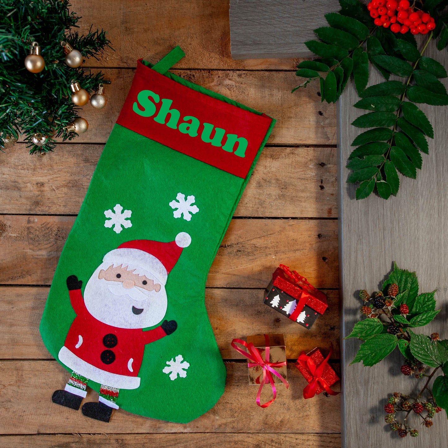 Vinyled Christmas Stocking and Present Sack Personalised with Name Kids Christmas Eve Set - Always Looking Good -