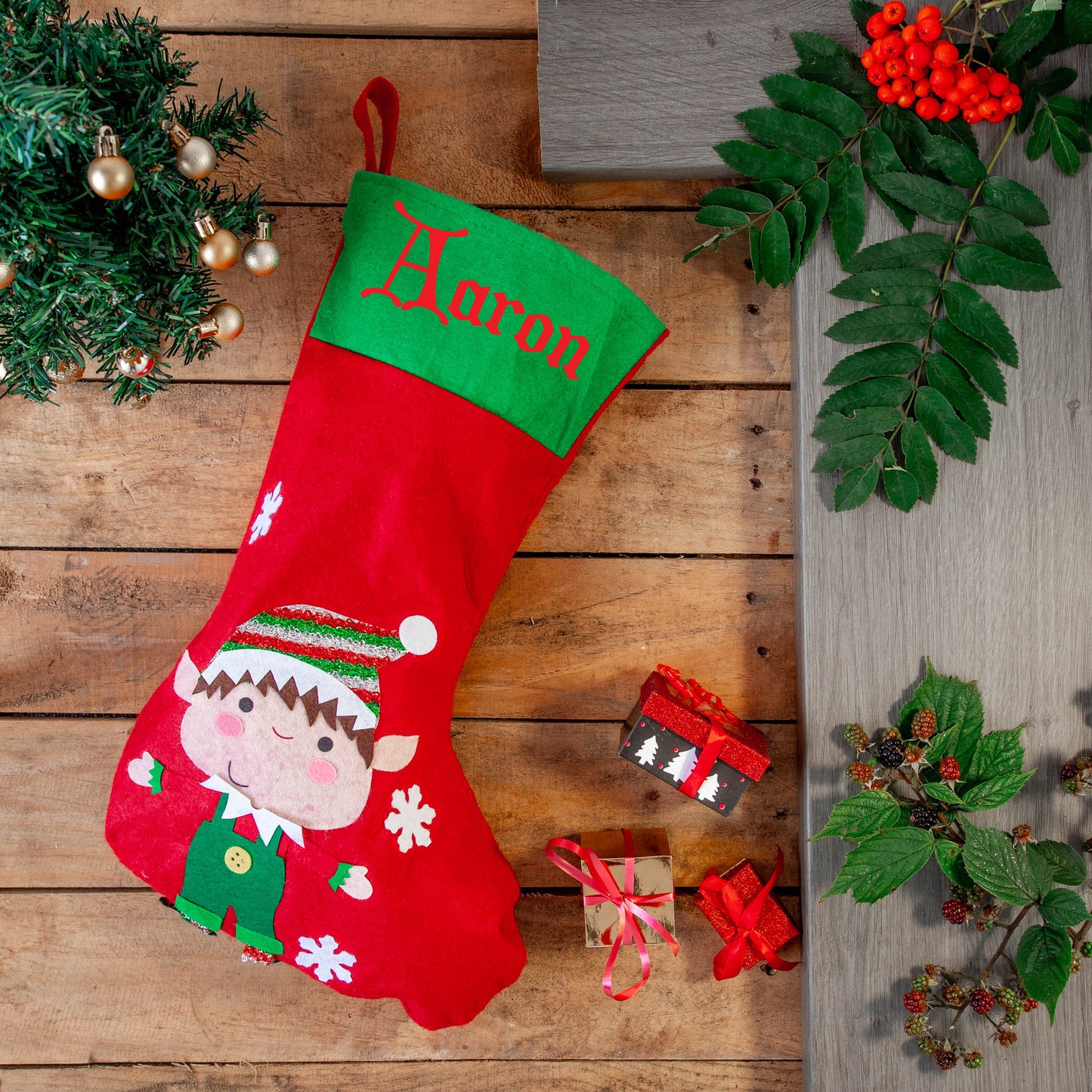 Vinyled Christmas Stocking and Present Sack Personalised with Name Kids Christmas Eve Set - Always Looking Good -