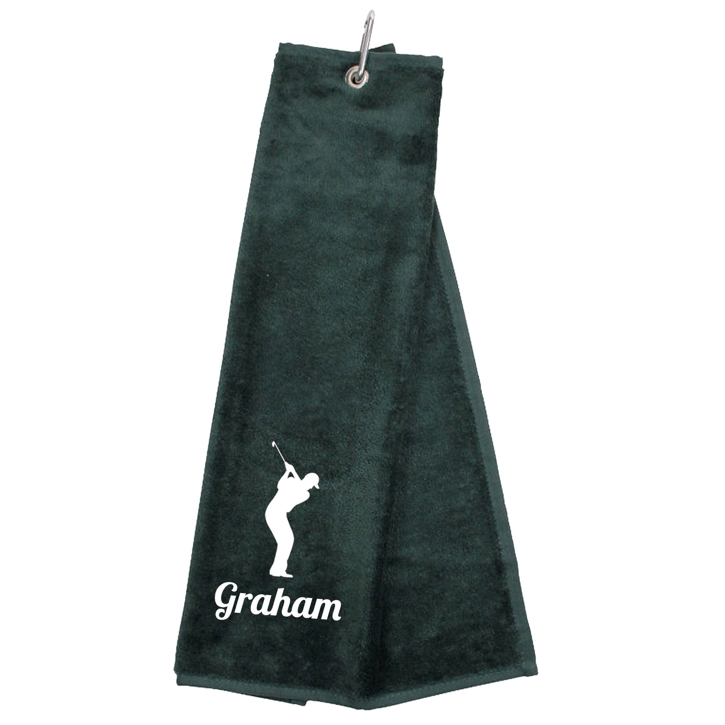 Personalised Embroidered Tri Fold GOLF Towel Trifold Towel with Carabiner Clip - Always Looking Good -