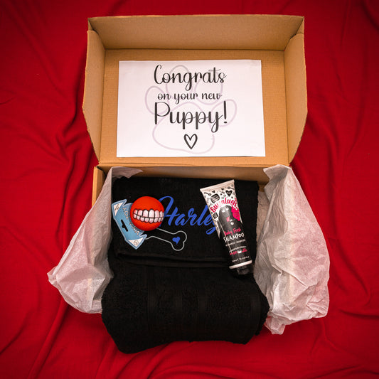 Personalised Embroidered Dog Towel Hamper | New Puppy Gift | Dog Birthday Hamper  - Always Looking Good -