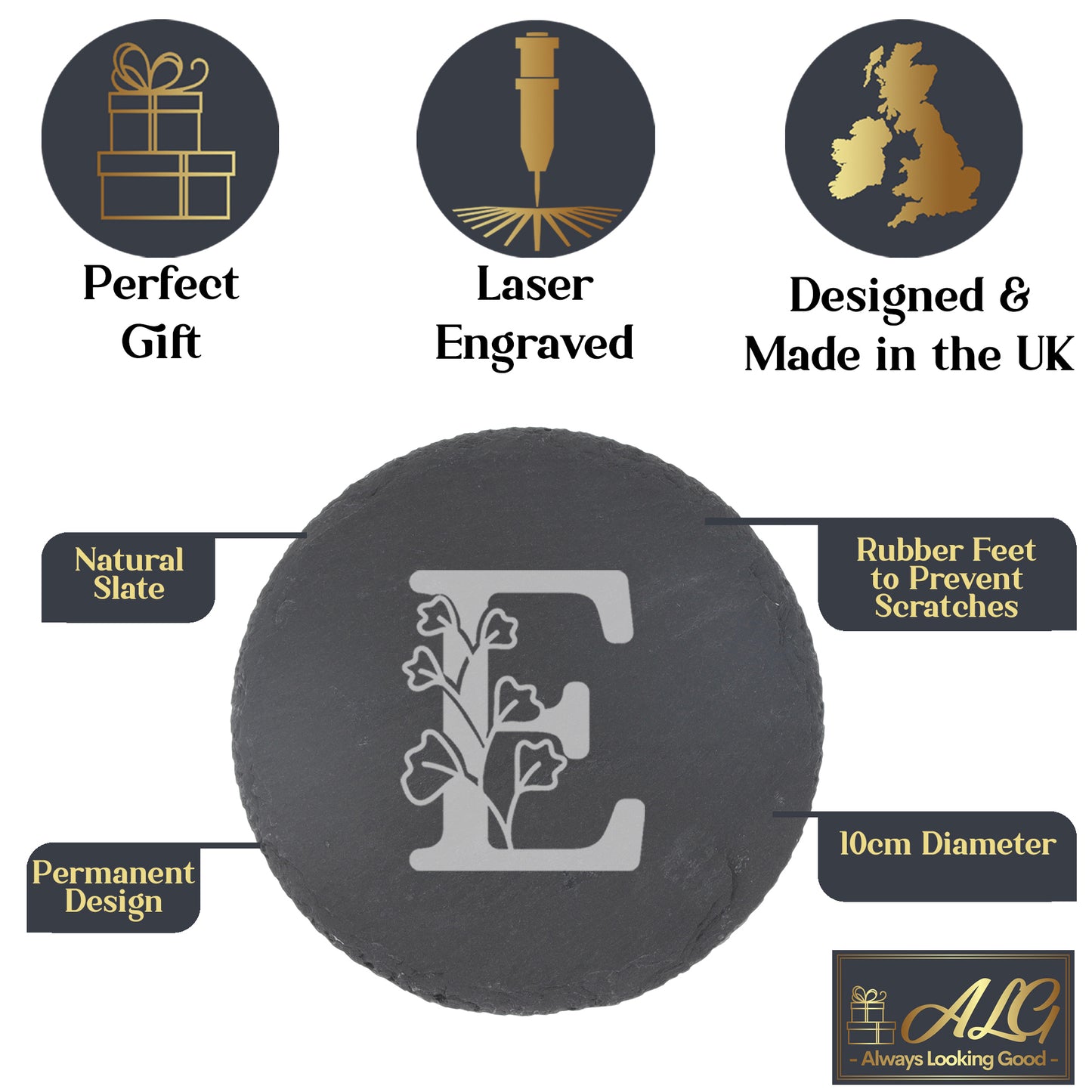 Personalised Engraved Monogram Initial Design Wine Glass and/or Coaster Gift - Always Looking Good -