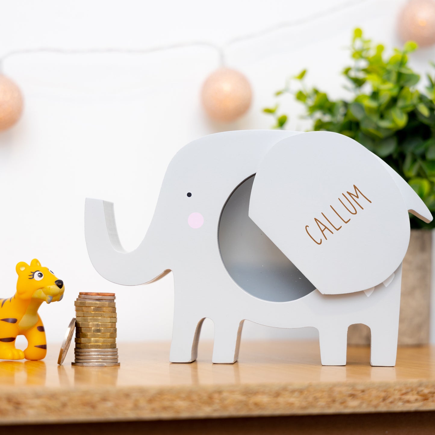 Personalised Engraved Kids Elephant Money Box with Name - Always Looking Good -