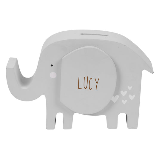 Personalised Engraved Kids Elephant Money Box with Name - Always Looking Good -