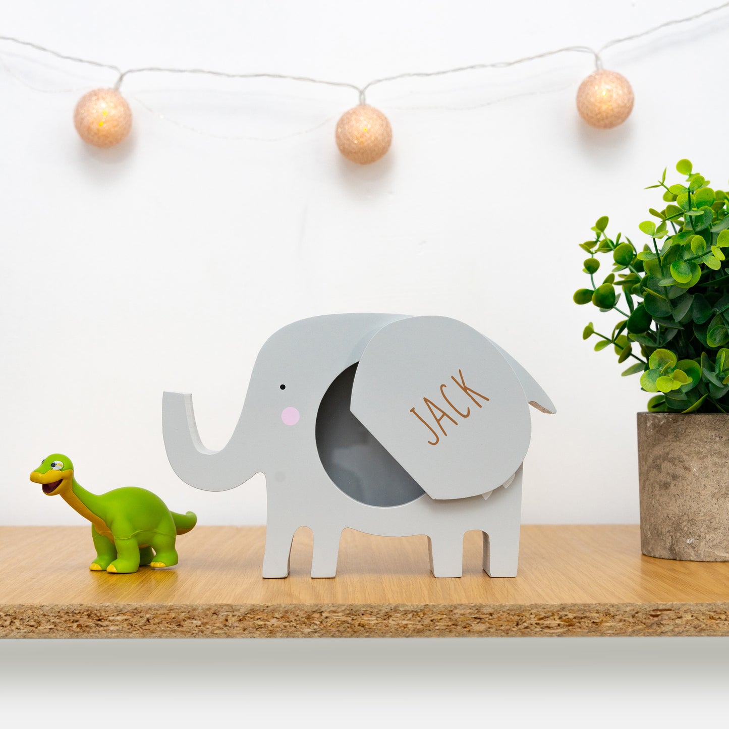 Personalised Engraved Kids Elephant Money Box with Name - Always Looking Good -