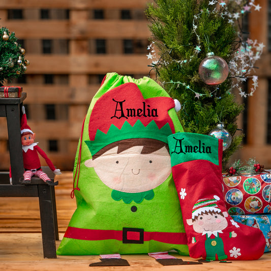 Vinyled Christmas Stocking and Present Sack Personalised with Name Kids Christmas Eve Set  - Always Looking Good -