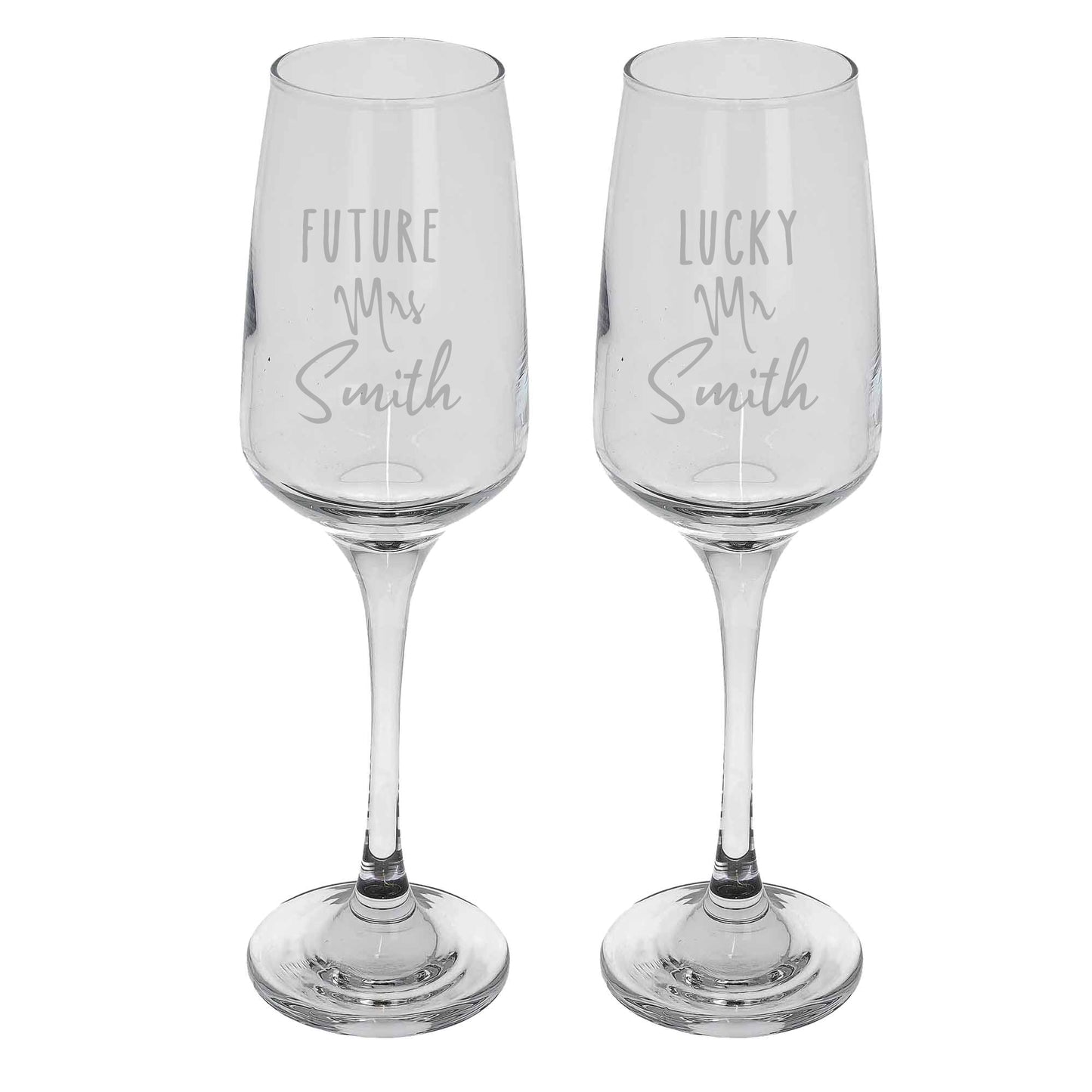 Personalised Engraved Future Mrs/Lucky Mr Champagne Glass Set - Always Looking Good -