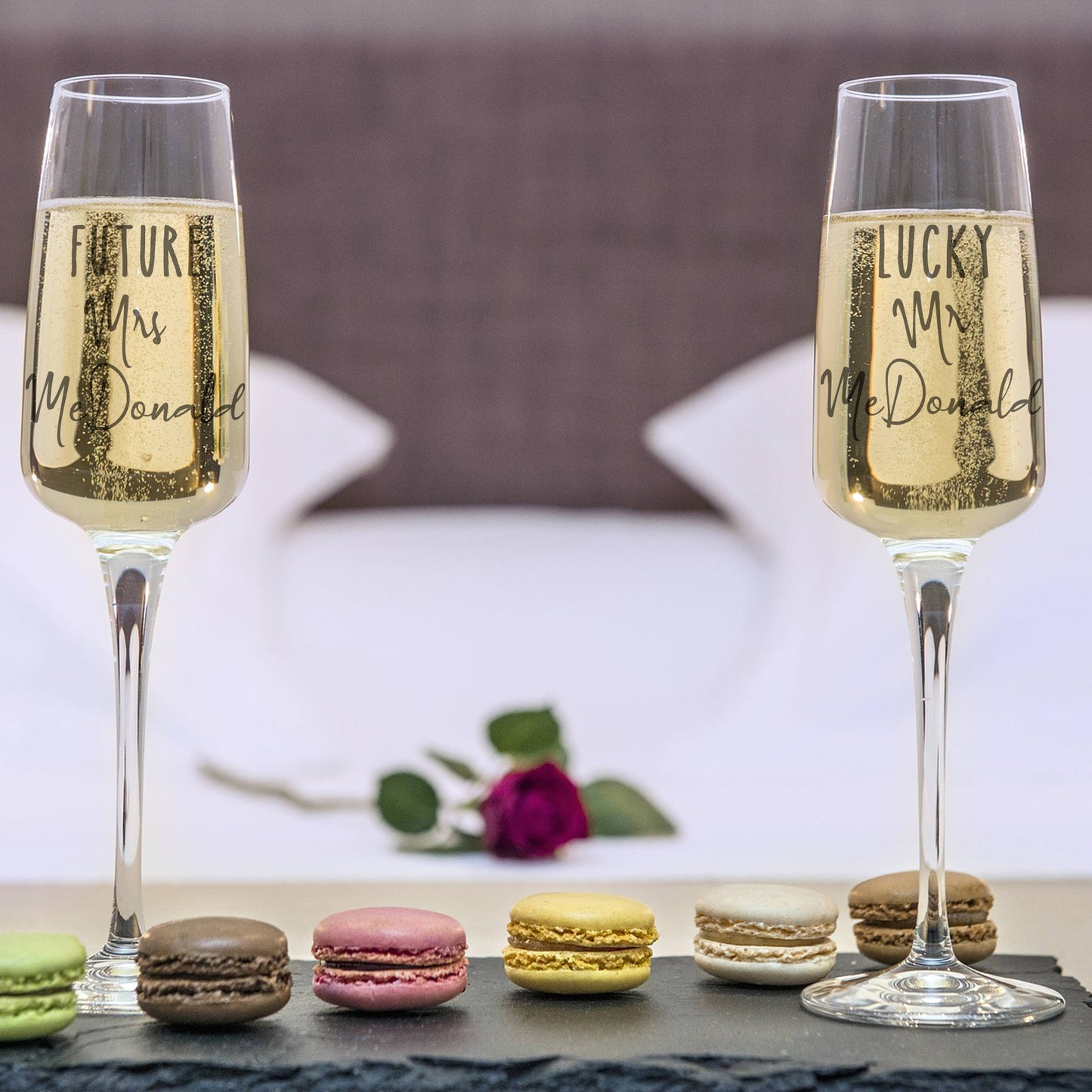Personalised Engraved Future Mrs/Lucky Mr Champagne Glass Set - Always Looking Good -