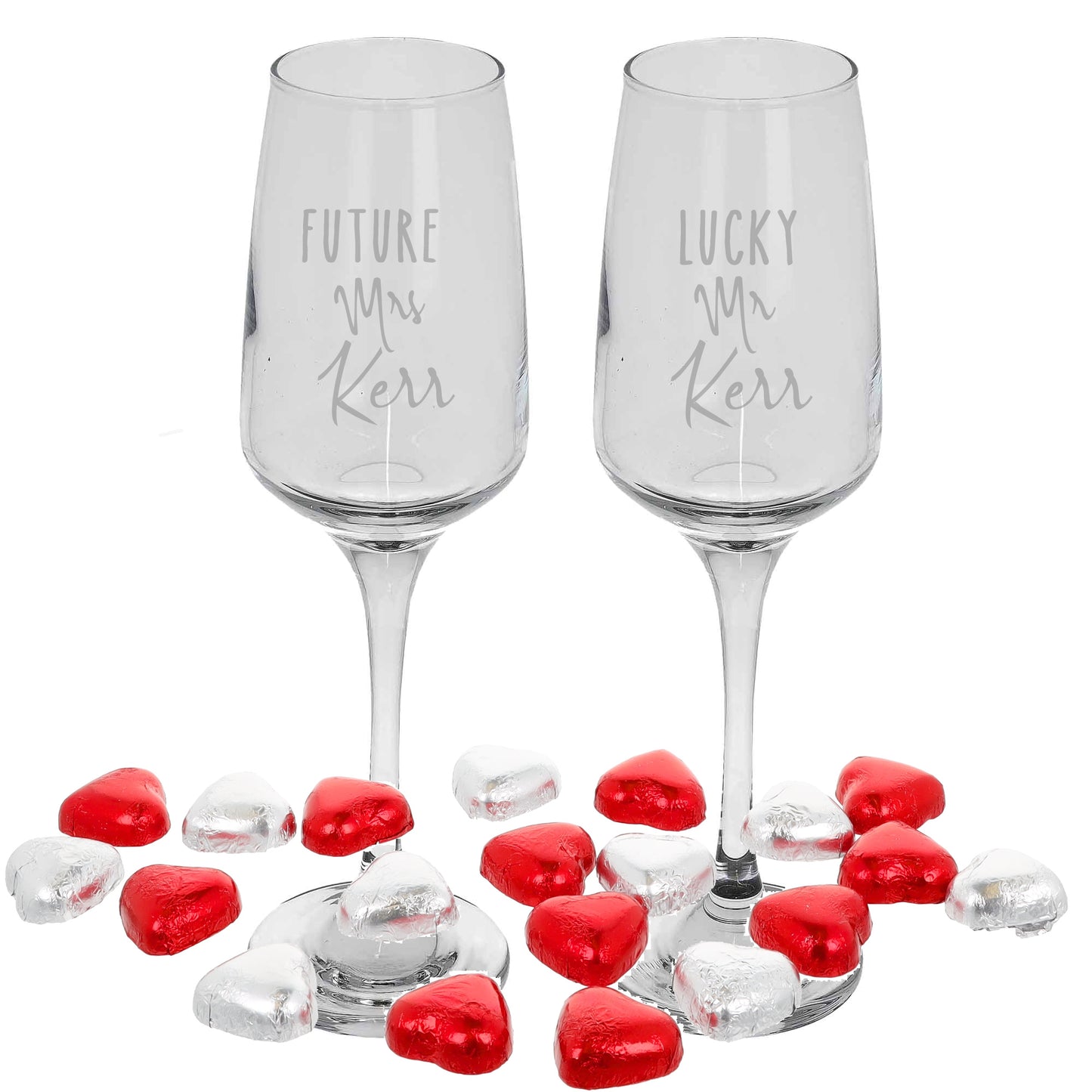 Personalised Engraved Future Mrs/Lucky Mr Champagne Glass Set - Always Looking Good -