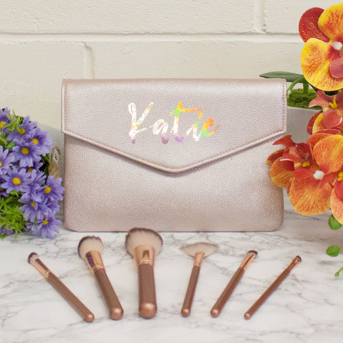 Personalised Cosmetic Bag Filled With Make Up Brushesse Filled With Make Up Brushes Gift Set - Always Looking Good -