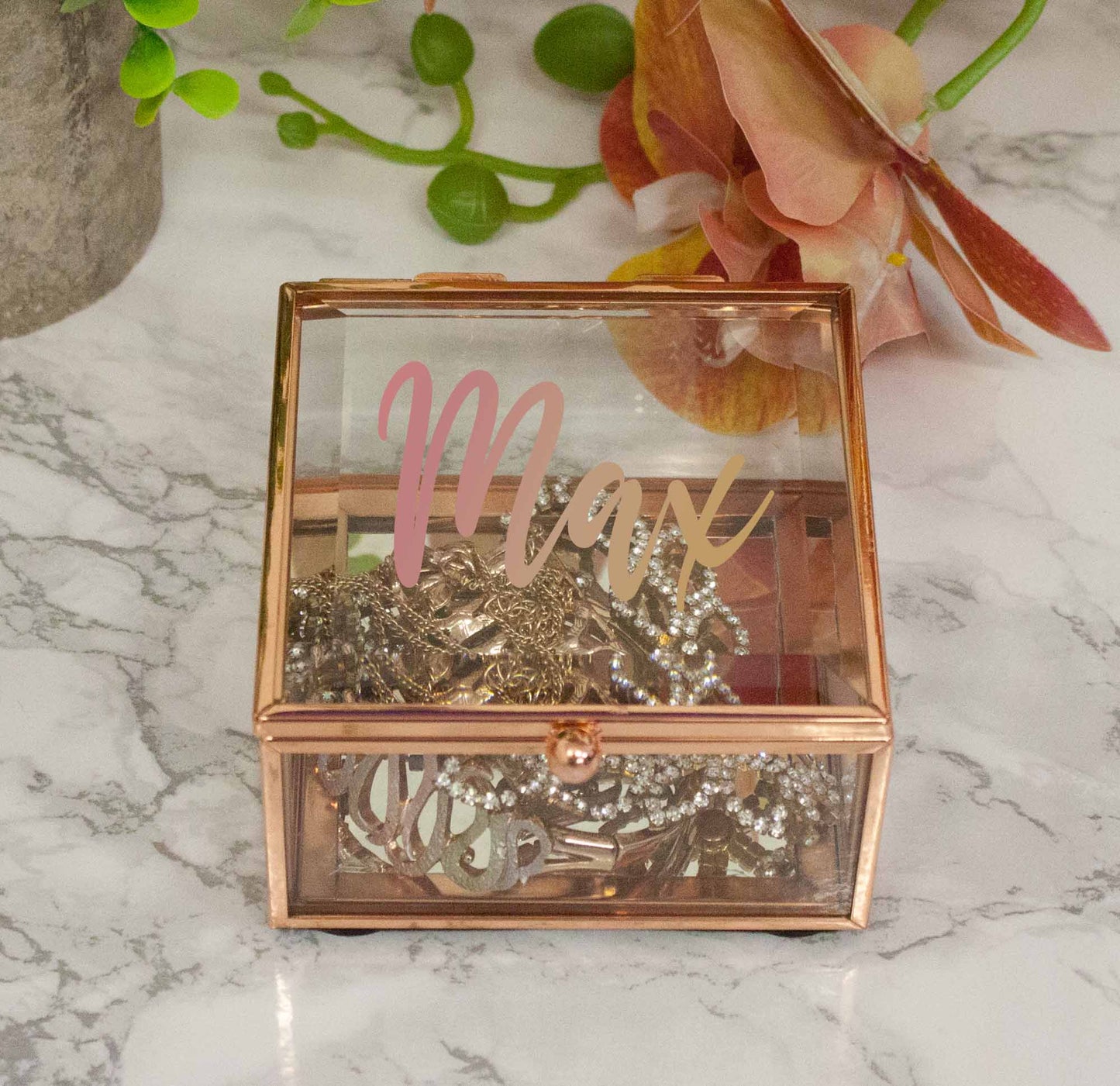 Personalised Rose Gold Mirrored Jewellery Box – Customised Trinket Gift - Always Looking Good -