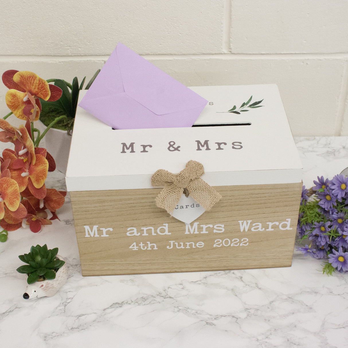 Personalised Wedding Card White & Wooden Memory Box MR & MRS - Always Looking Good -