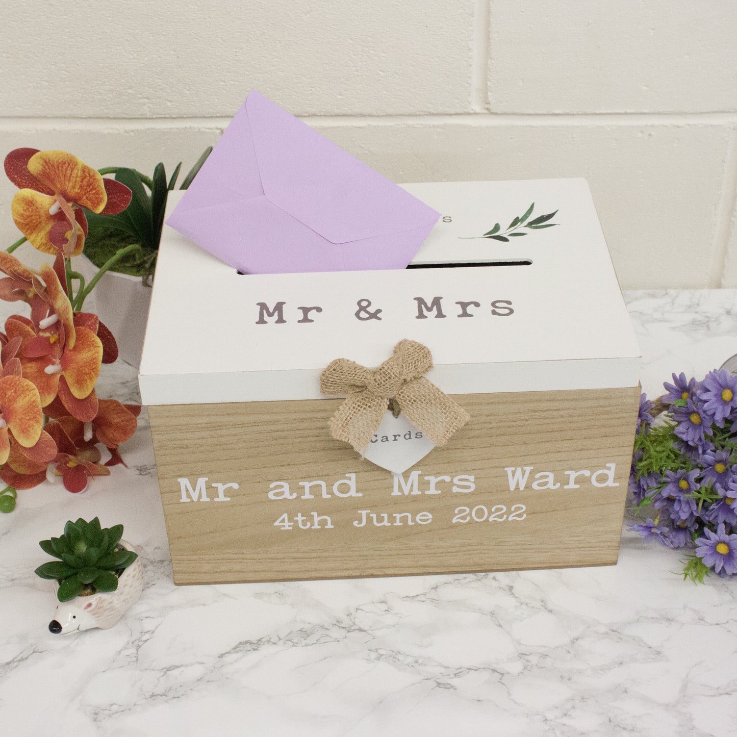 Personalised Wedding Card White & Wooden Memory Box MR & MRS - Always Looking Good -