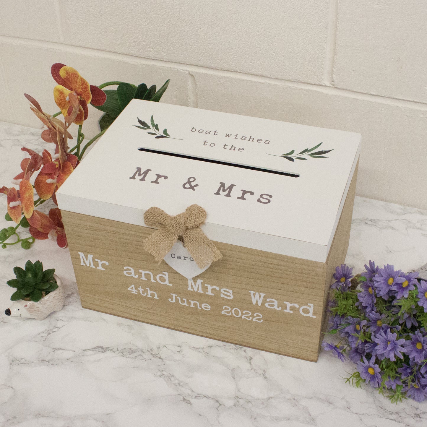Personalised Wedding Card White & Wooden Memory Box MR & MRS - Always Looking Good -