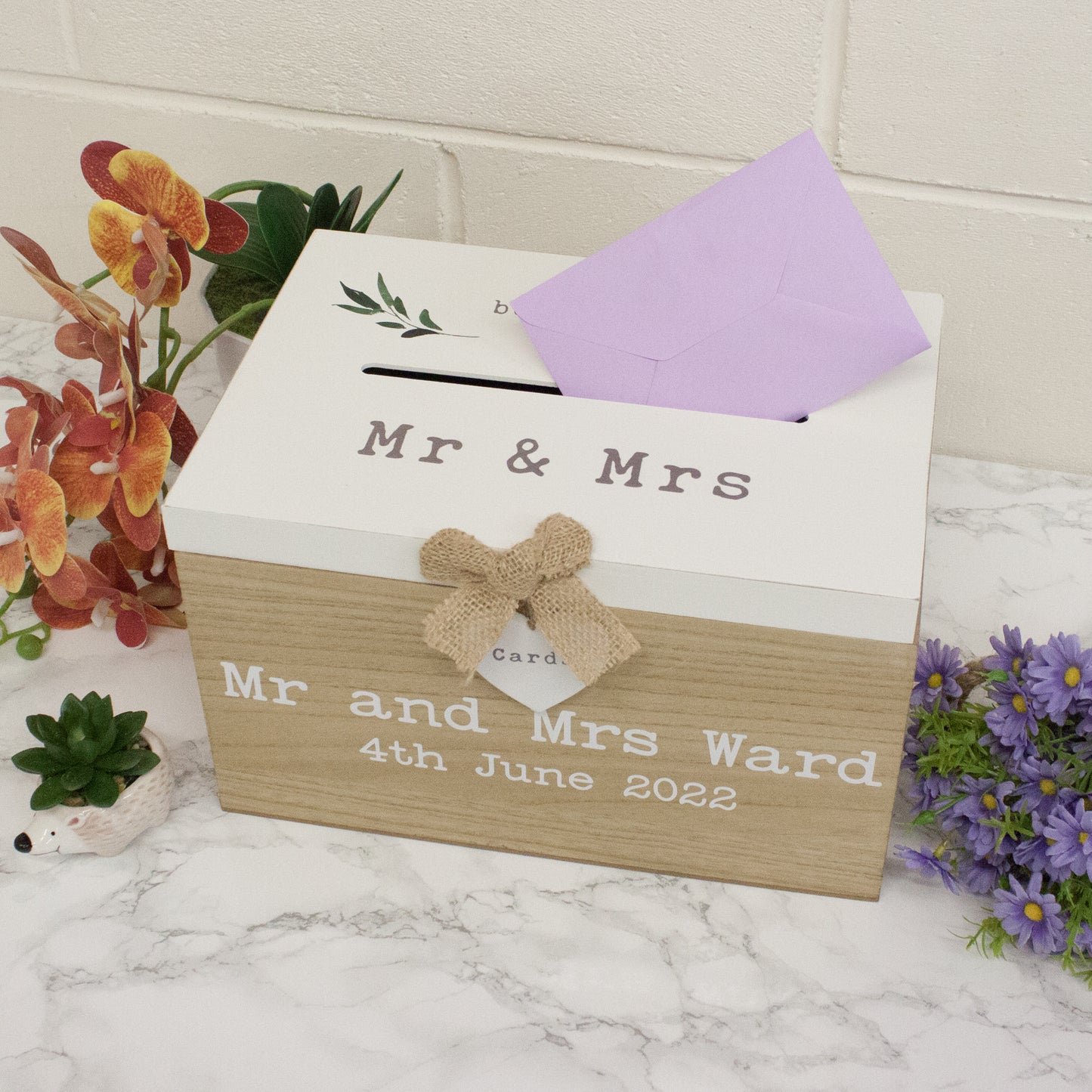 Personalised Wedding Card White & Wooden Memory Box MR & MRS - Always Looking Good -