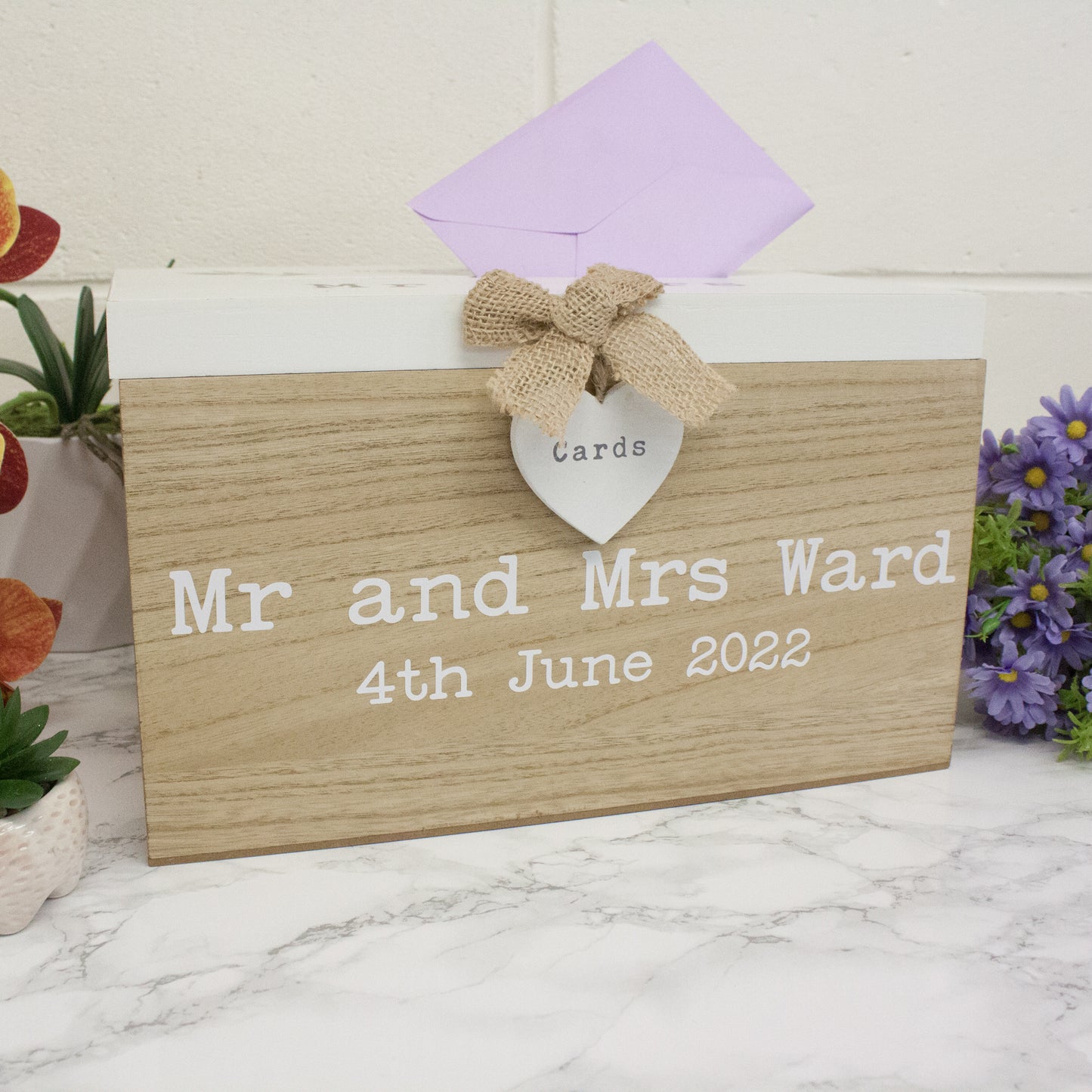 Personalised Wedding Card White & Wooden Memory Box MR & MRS - Always Looking Good -